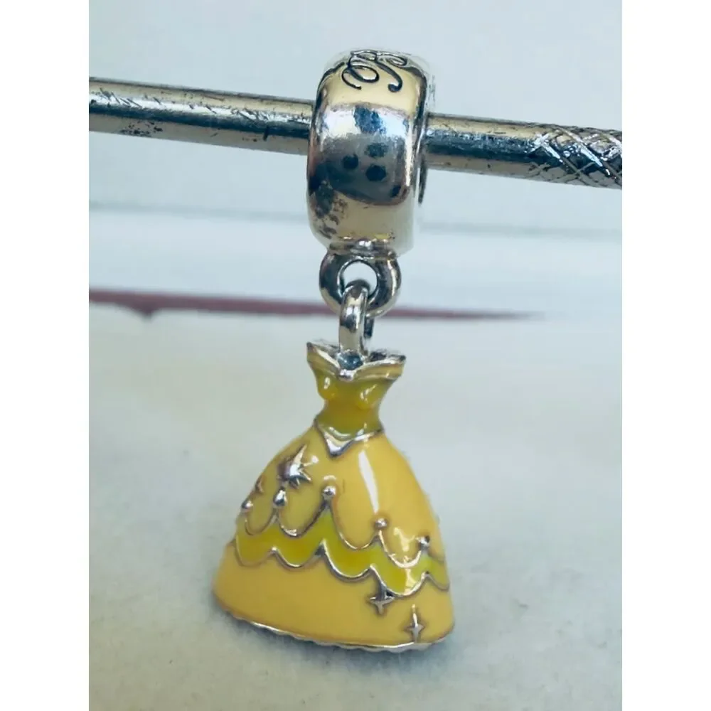 NWOT Disney Beauty & the Beast Belle's Dress Silver Dangle Charm